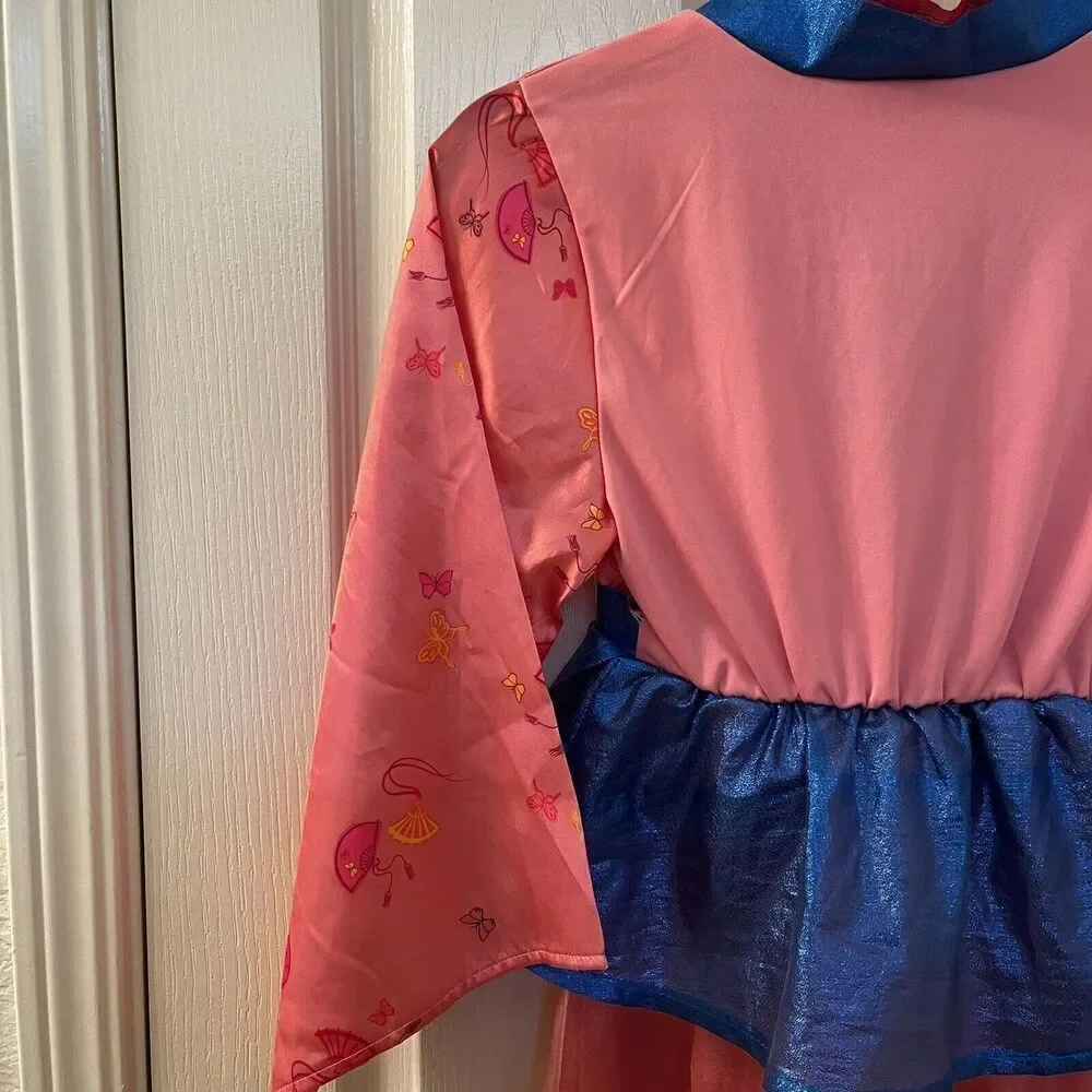 Disney Store Mulan Costume Dress Pink Red Blue Halloween Girls Size 7-8